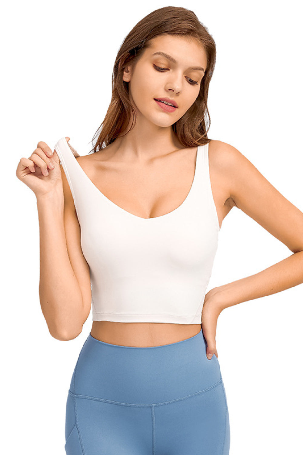 Deep V-Neck Crop Sports Bra