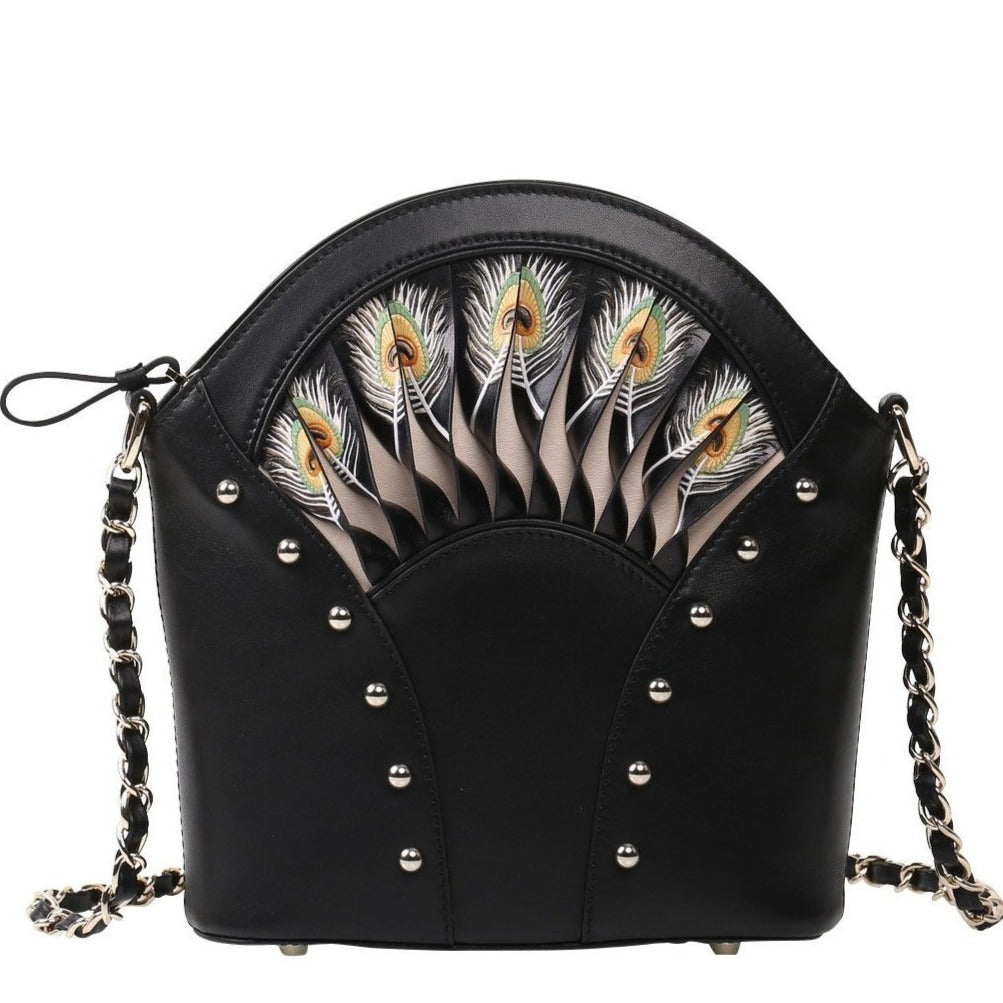 Feather Black Shoulder Bag