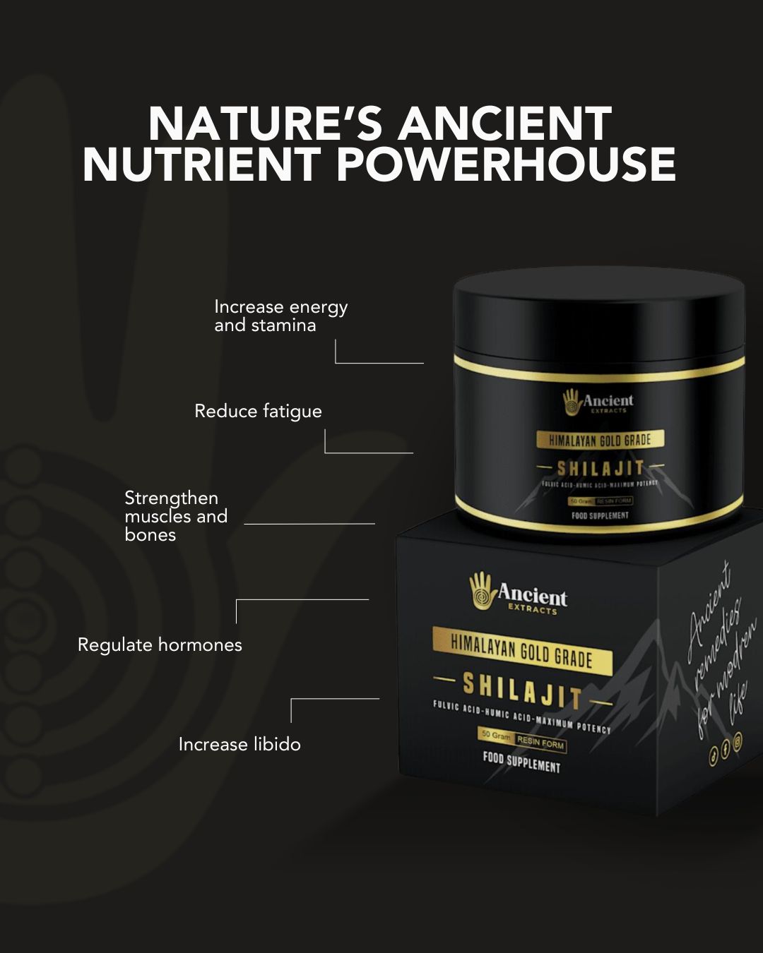 Ancient Extracts Organic Shilajit Resin 50g Superfood