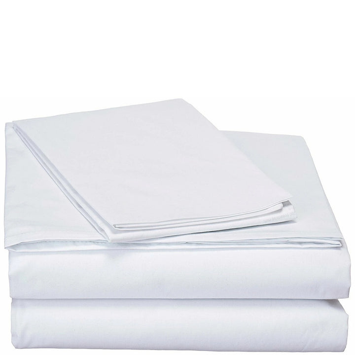 DaDa Bedding White Soft Fitted & Flat Bed Sheets W/ Pillow Cases Set (FSFS098765)