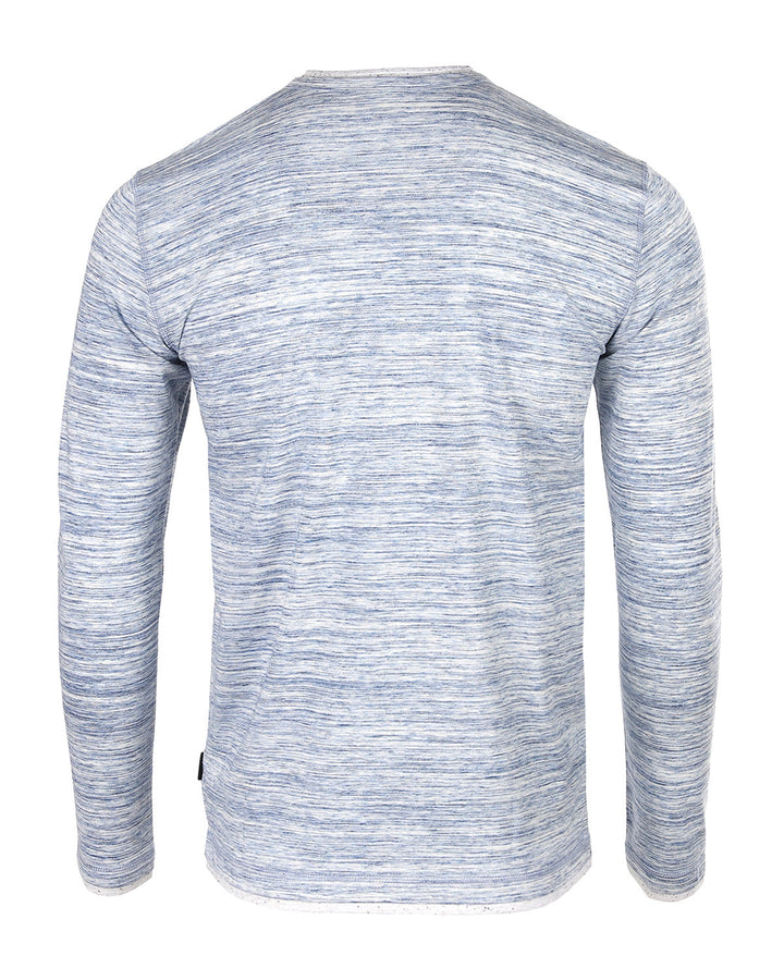 Light Blue Long Sleeve Double Layered Y-Neck Henley