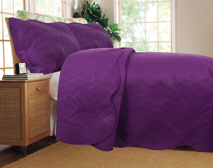 Midnight Vineyard Purple Thin & Lightweight Quilted Bedspread Set