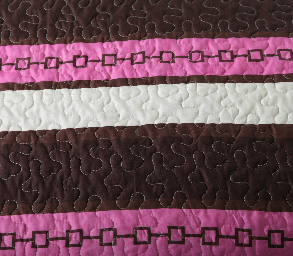 Bohemian Purple Blooms Floral Garden Pink Brown Bedspread Set