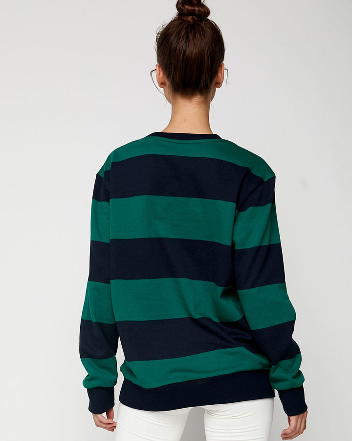 Embroidered Rebody Rugby Striped Sweatshirt Sustainable