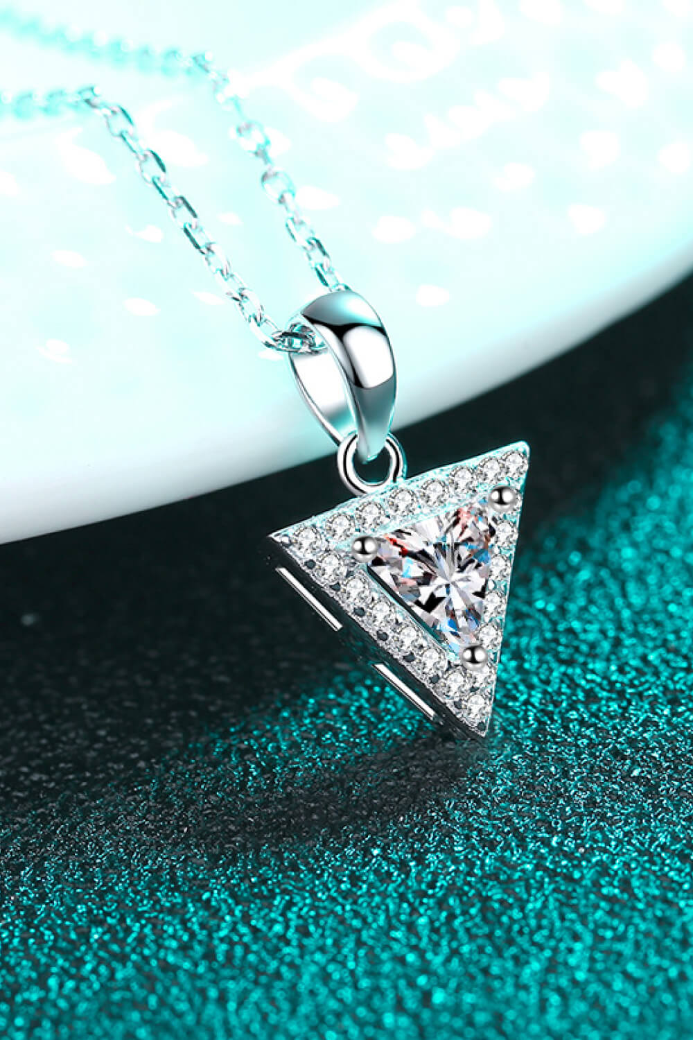 Triangle Moissanite Pendant Necklace 925 Sterling Silver