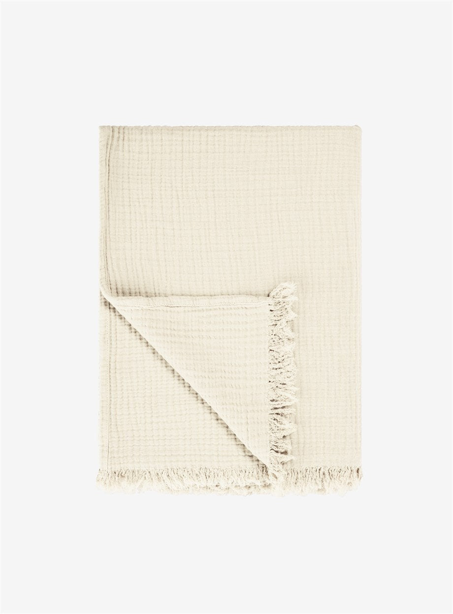 Boho Cotton Throw Blanket 130x170 Beige/Off White