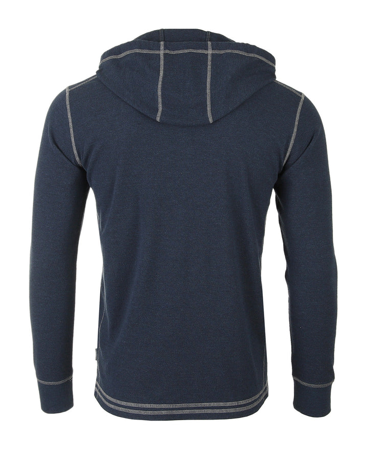 Navy Men's Thermal Long Sleeve Lightweight Fashion Hooded Henley