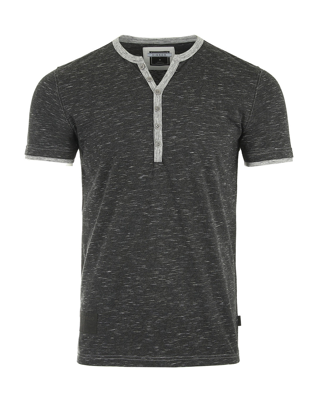 Henley Short Sleeve Contrast Neck and Hem Active Casual Tee Top