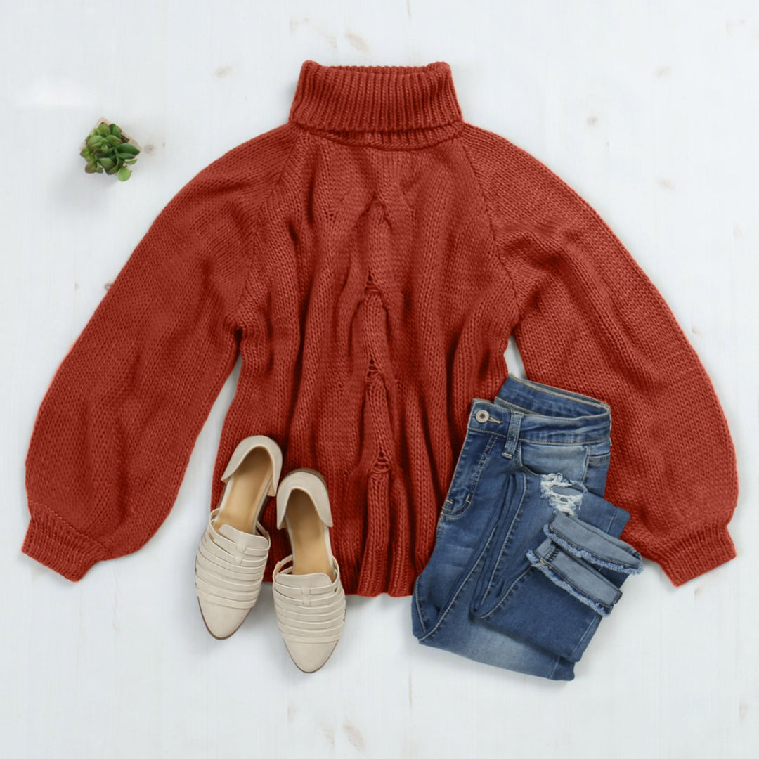 Chunky Cable Knit Turtleneck Sweater