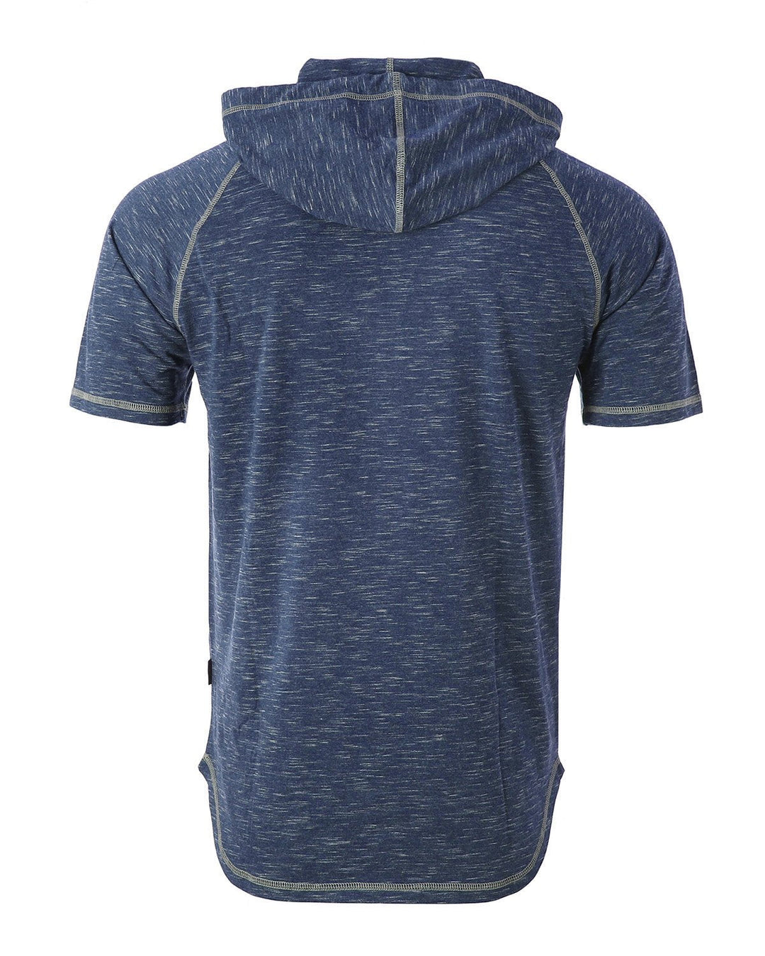 Men's Short Sleeve Raglan Hoodie Round Bottom Semi Longline T-Shirt