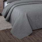 Elegant Floral Grey Diamond Pattern Quilted Coverlet Bedspread Set