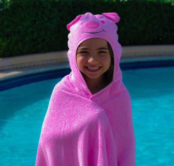 Bamboo Rayon Piggy Hooded Turkish Towel Little Kid