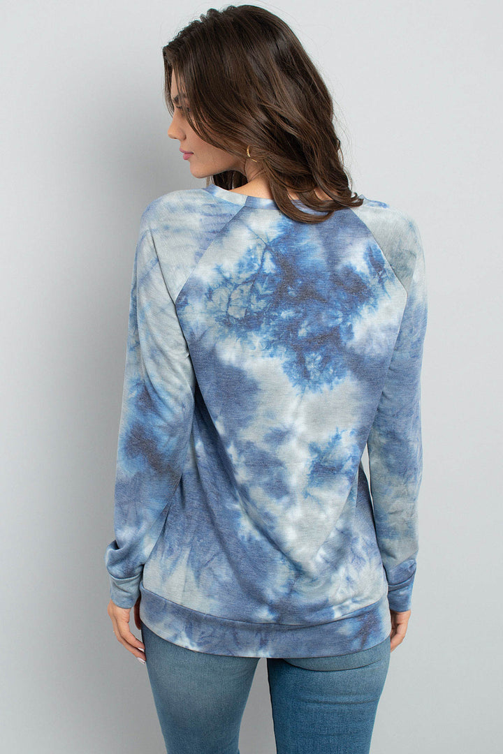 Tie Dye Long Sleeve Top with Kangaroo Pocket