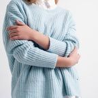 Turquoise Round Neck Boyfriend Sweater