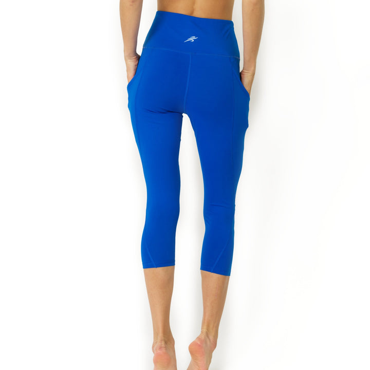 High Waisted Yoga Capri Leggings Sky Blue