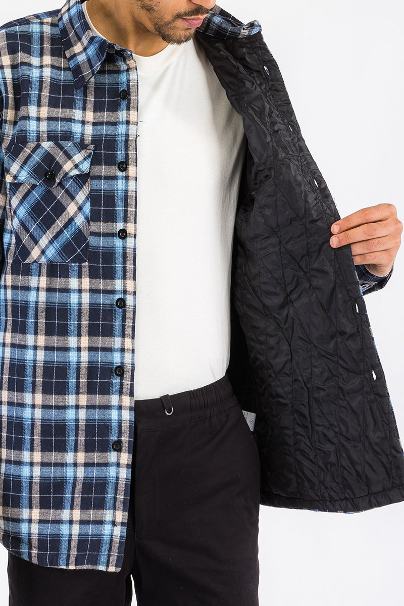 Checkered Plaid Quilted Flannel Jacket