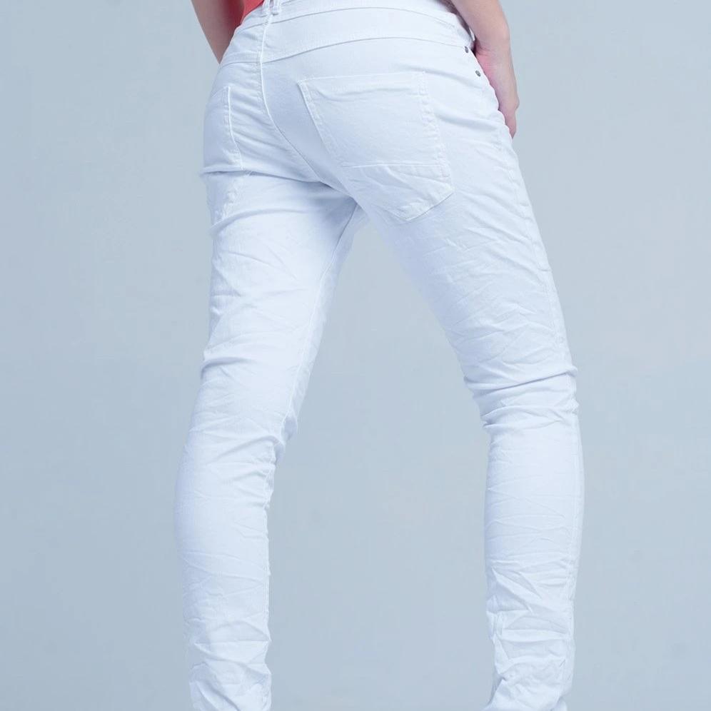 White Wrinkled Skinny Jeans