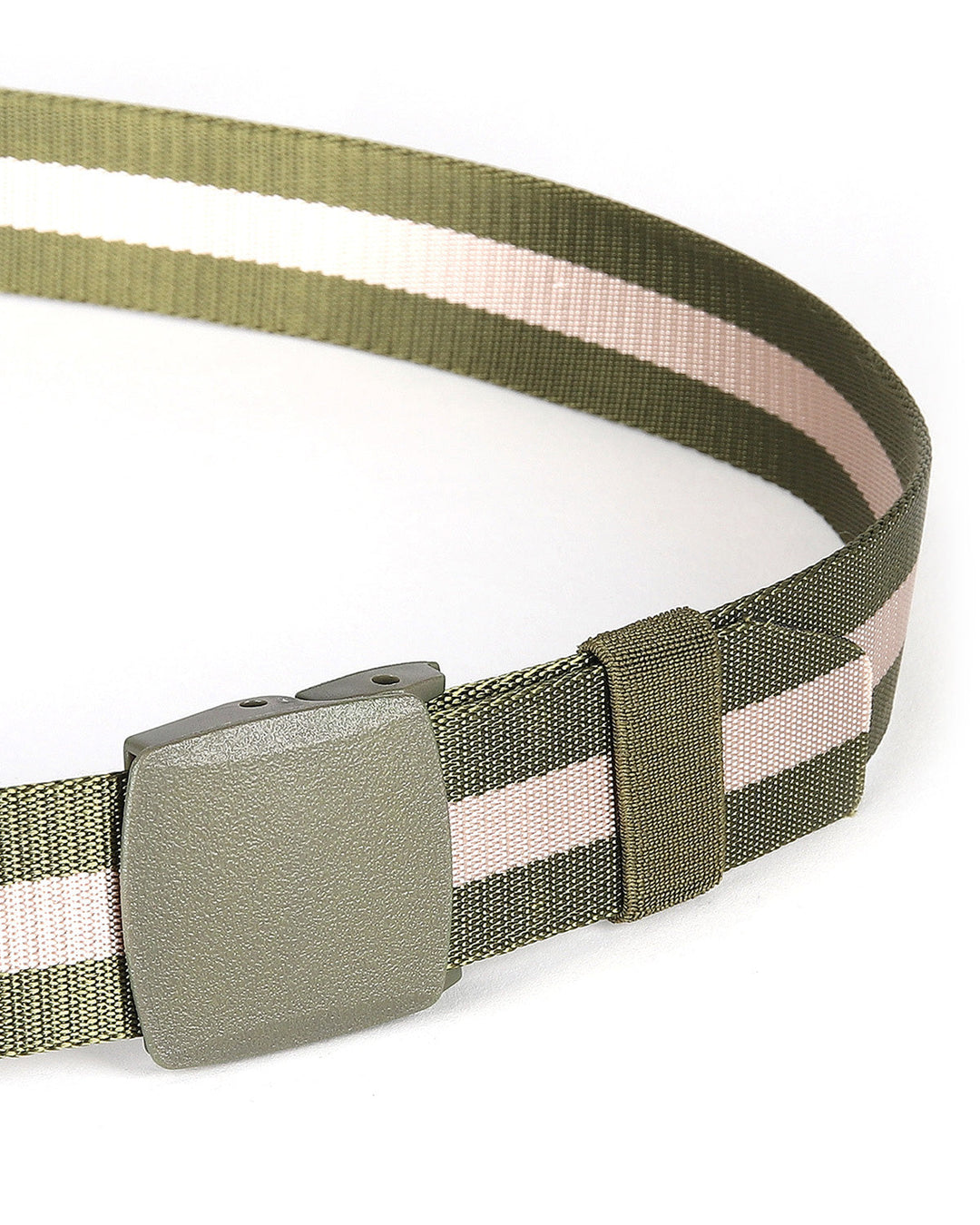 One Size Adjustable Strap Stripe Nylon Web Belt with Plastic Buckle