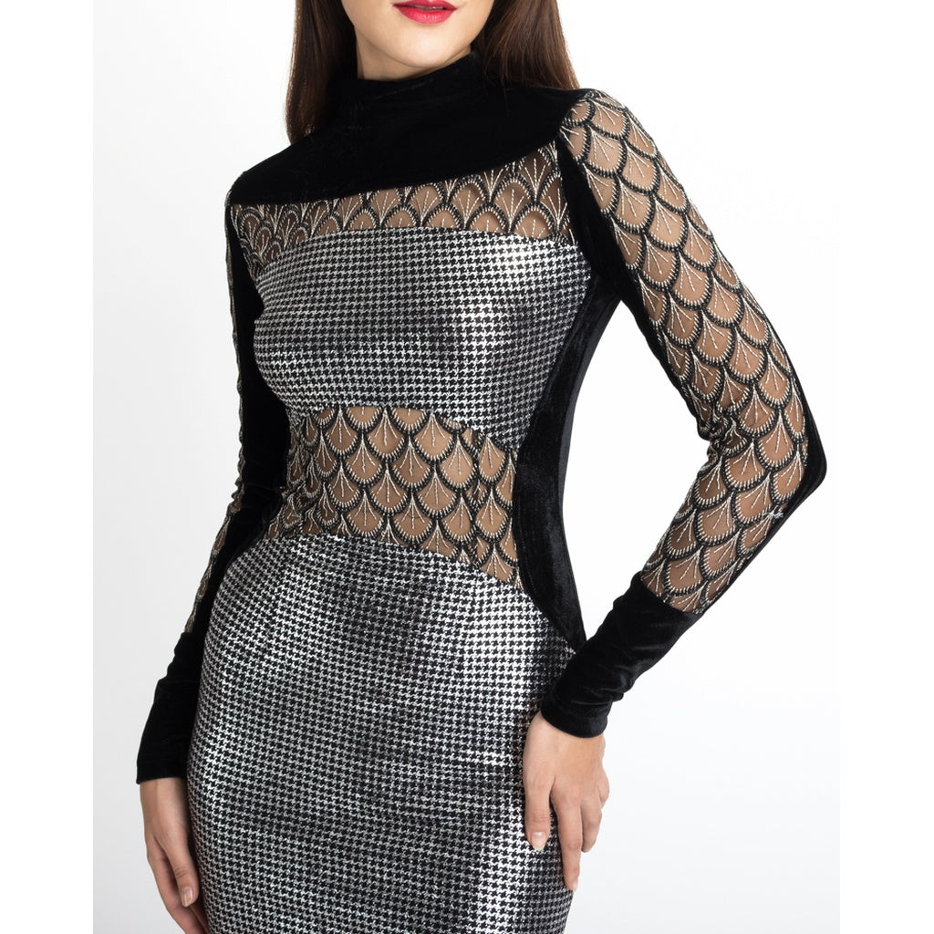 Metallic Silver Party Dress