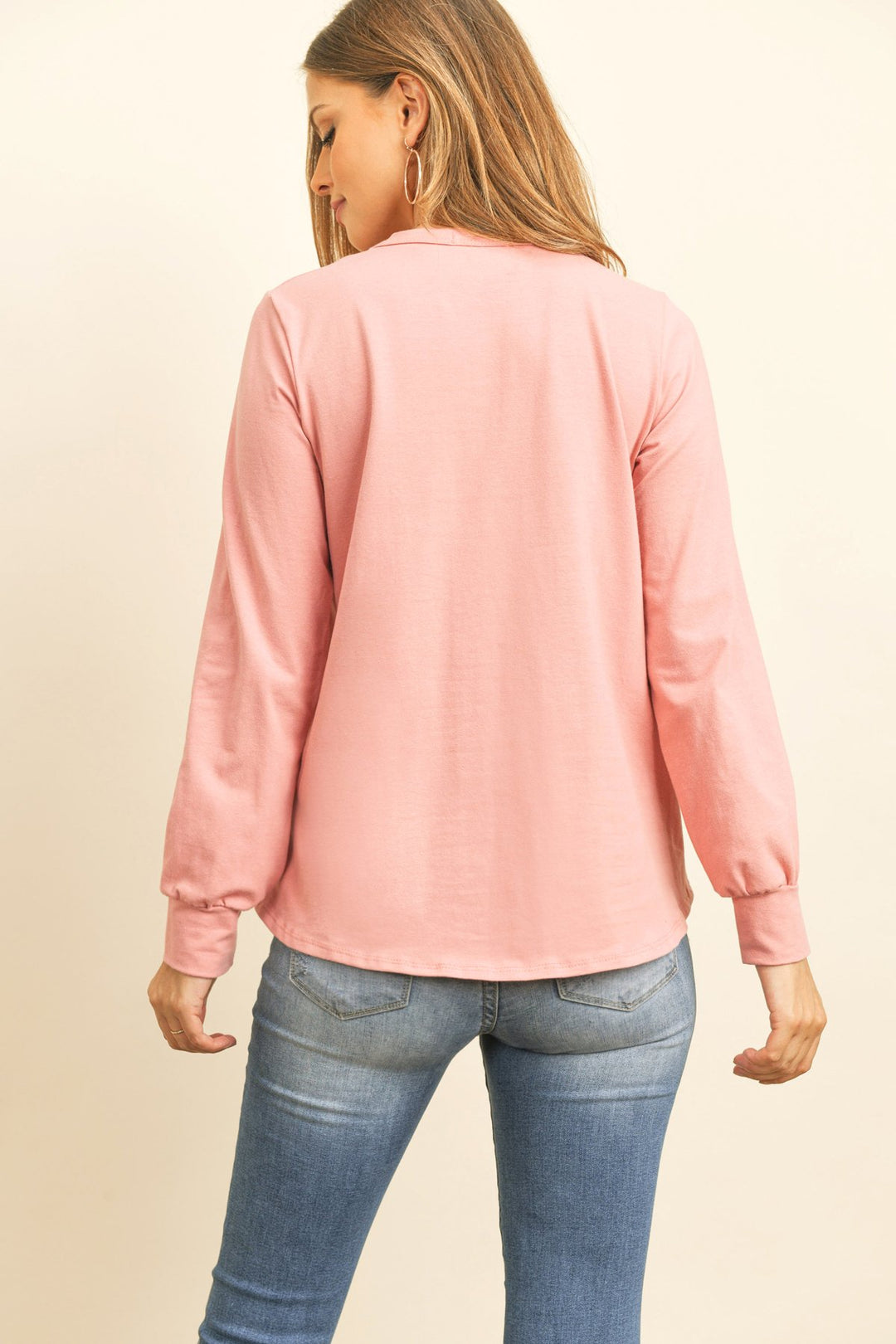 Long Sleeve Round Neck Solid Top