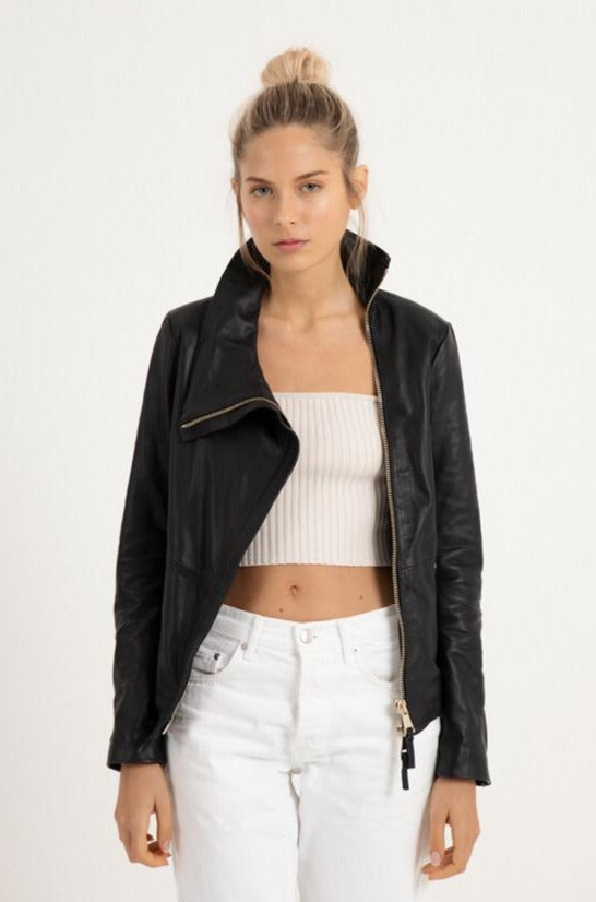 Basic High Neck Biker Jacket