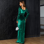 Joline Long Sleeves Velvet Gown Dress