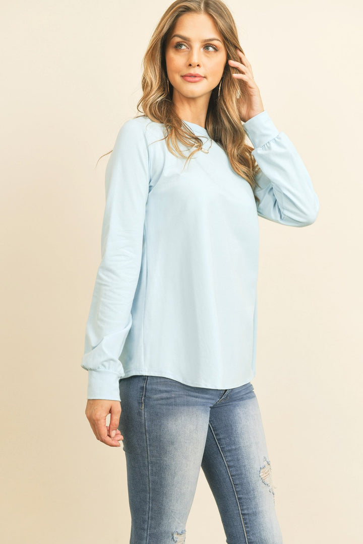 Long Sleeve Round Neck Solid Top