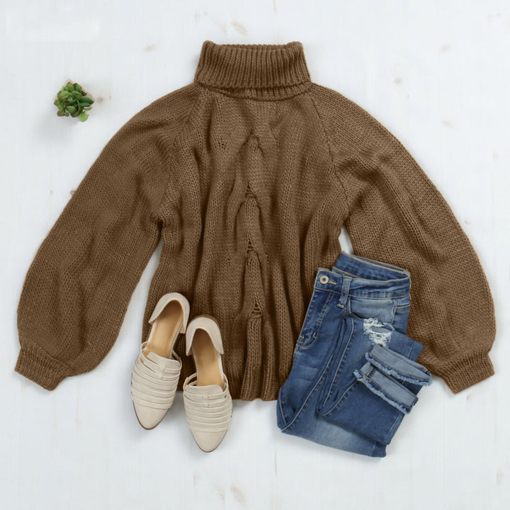 Chunky Cable Knit Turtleneck Sweater