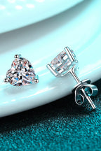 Heart-Shaped Stud Earrings with 2 Ct Moissanite