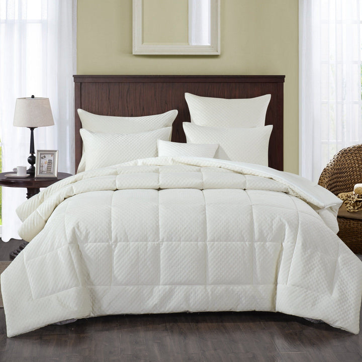 Soft Velvet Eggshell White Warm Plush 3D Pattern Comforter Set