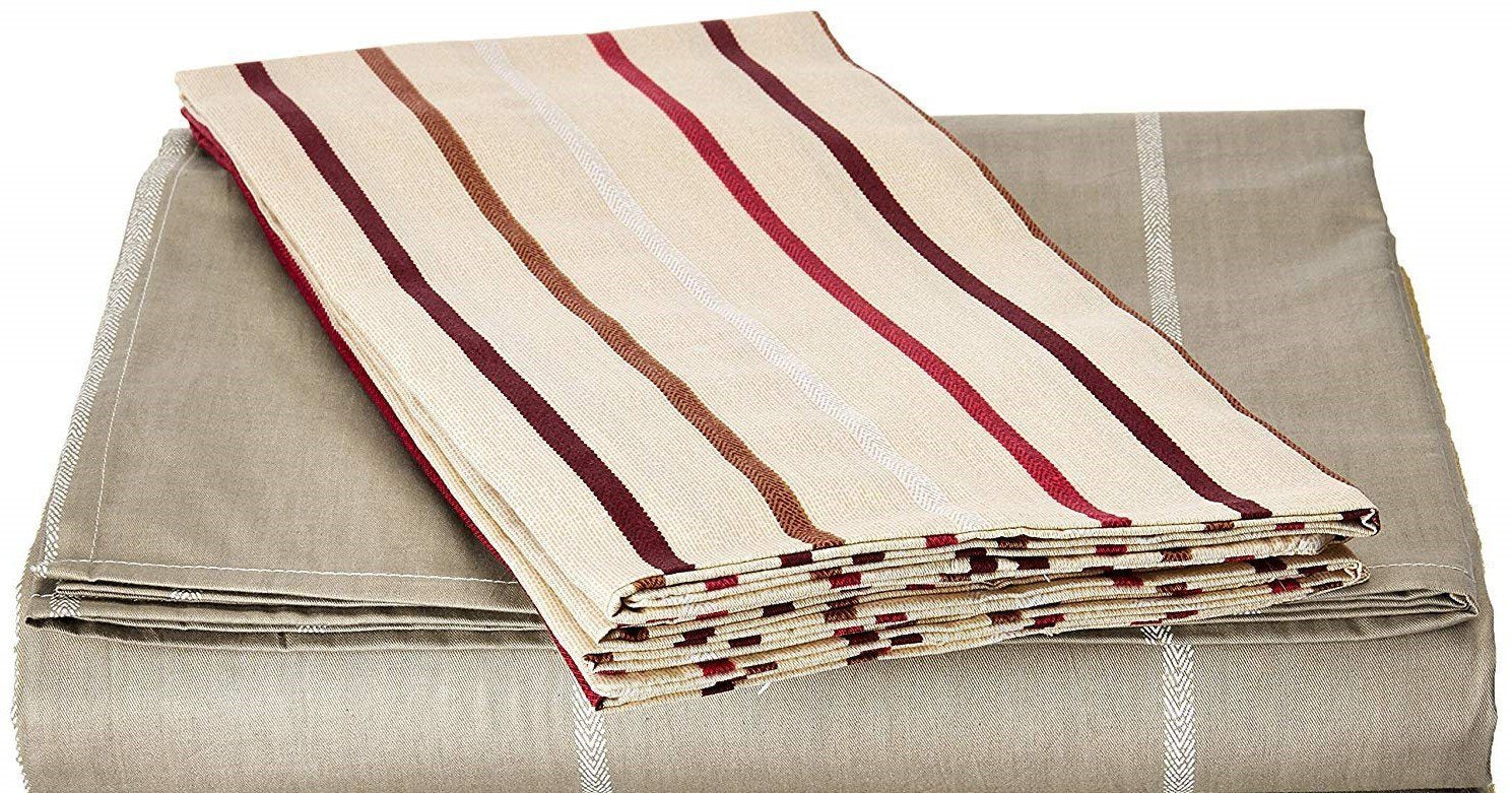 Solid Soft Multi Striped Fitted Sheet & Pillow Cases Set