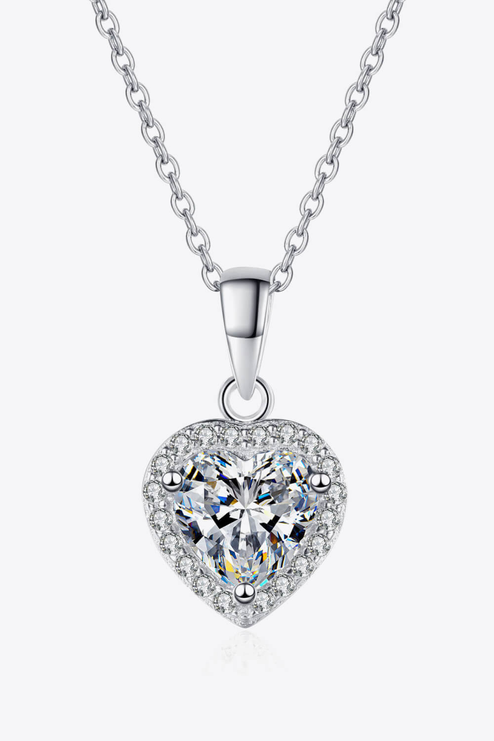 Moissanite Heart 1 Ct Pendant Chain Necklace