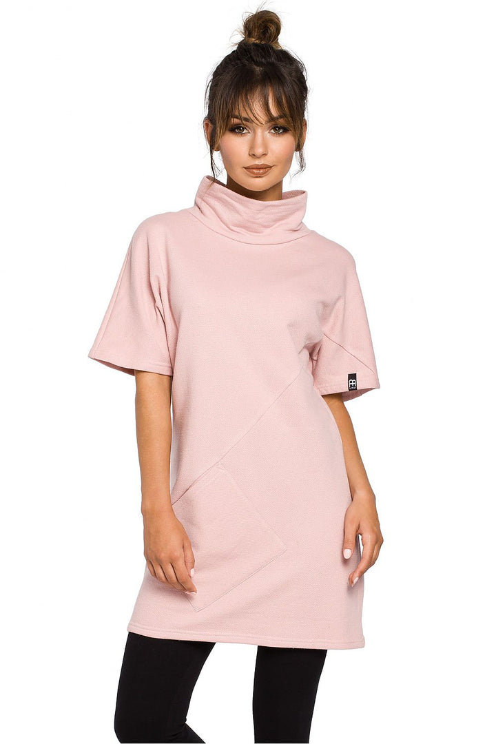 Soft Knitted Tunic Dress Light Pink