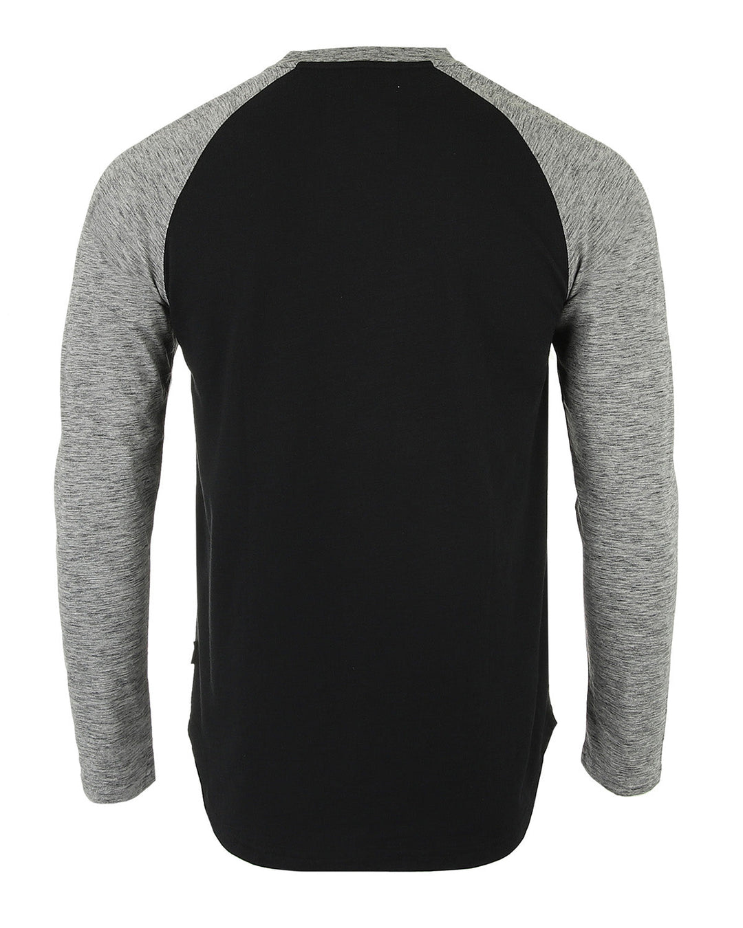 Men's Long Sleeve Color Block Raglan v Neck Henley Curved Hem Slim Shirts