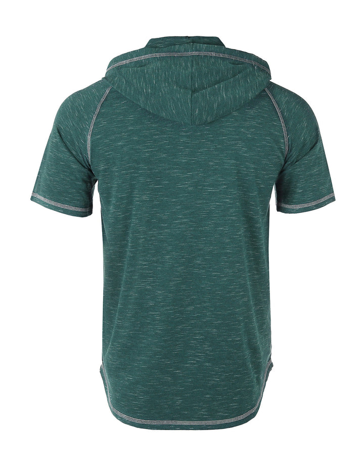 Green Short Sleeve Raglan Henley Hoodie