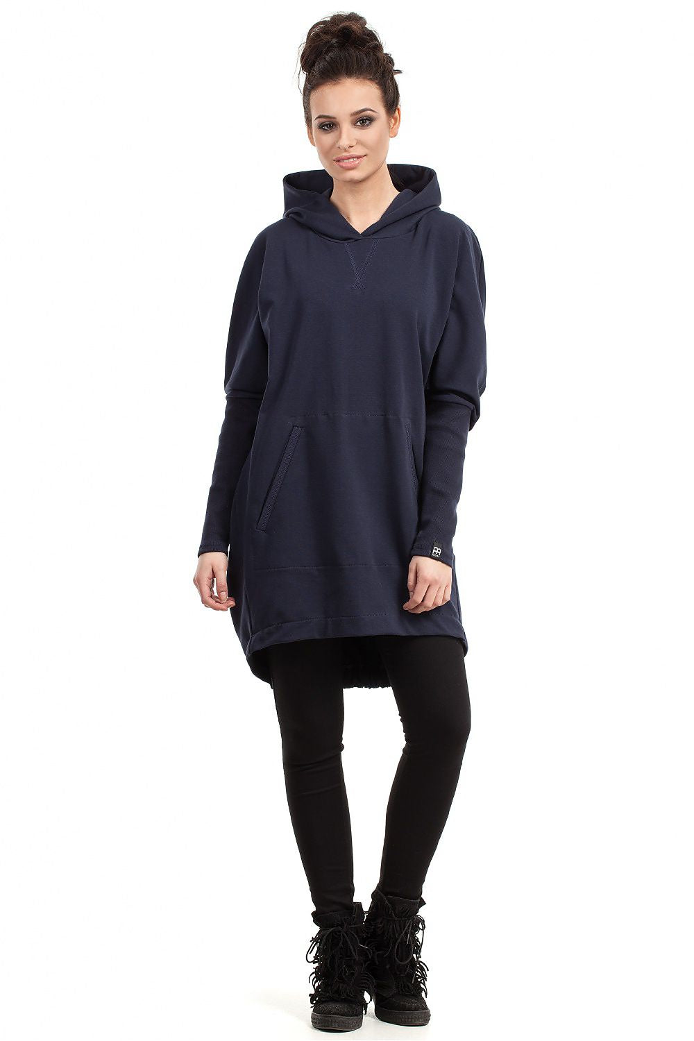 Long Hooded Sweatshirt Navy Blue