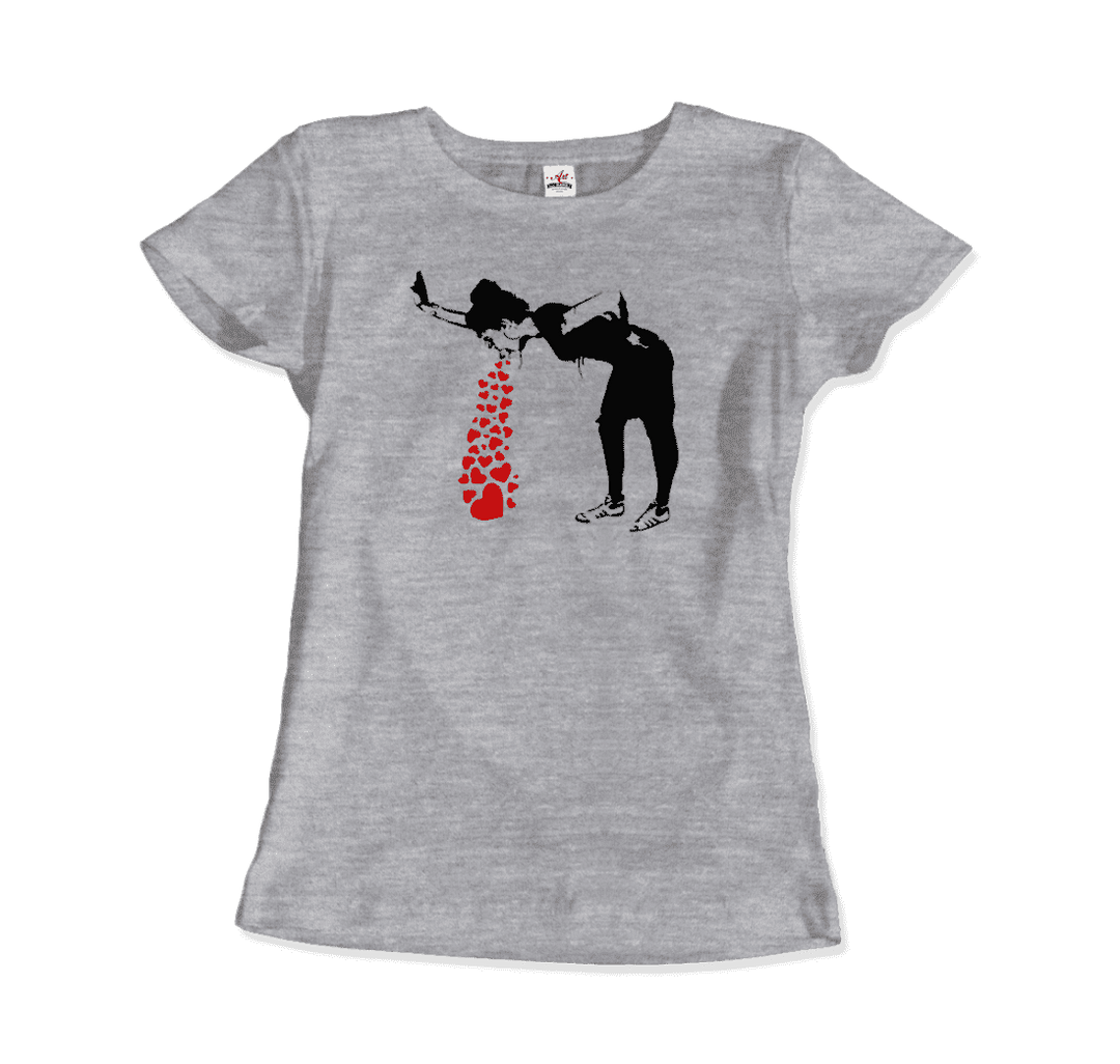 Banksy Lovesick Girl Throwing Up Hearts Artwork T-Shirt