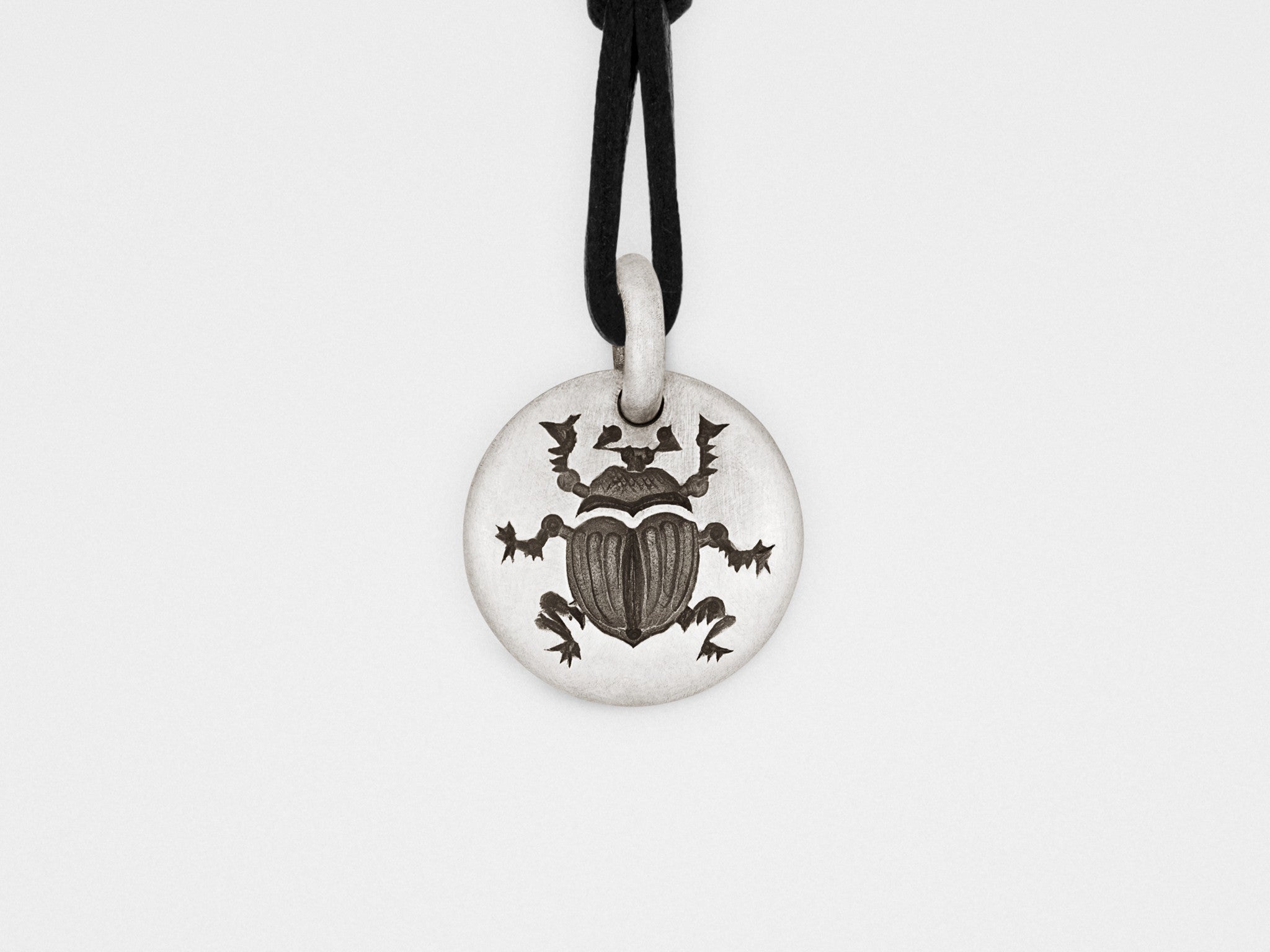 Scarab Beetle Charm Pendant in Sterling Silver