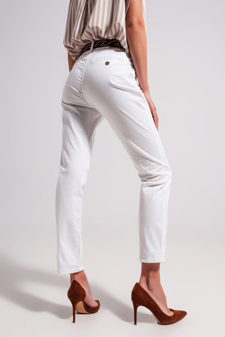 Cotton Blend Pants in White