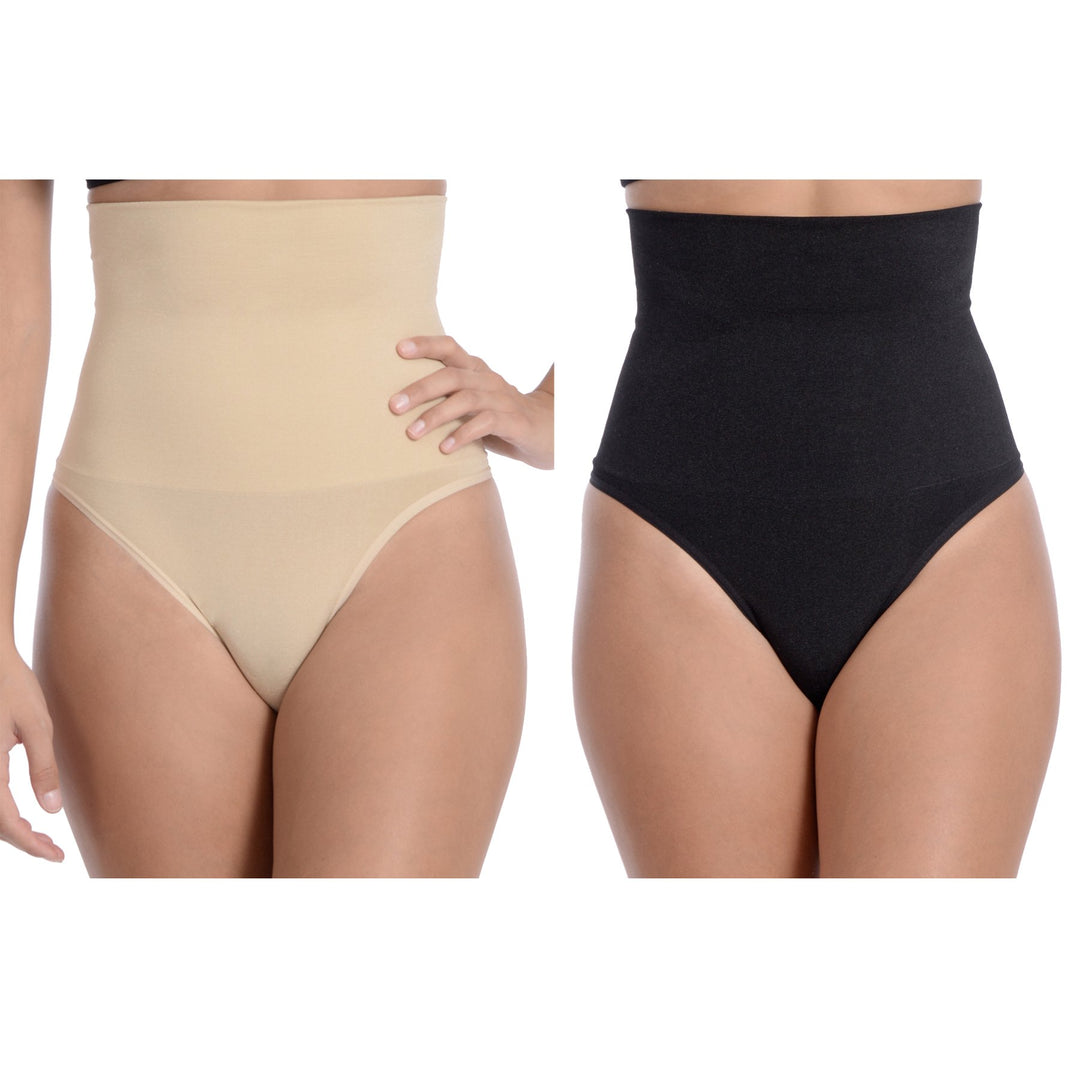 Seamless Hi-Waist Shaper with Thong Bottom 2 Pack