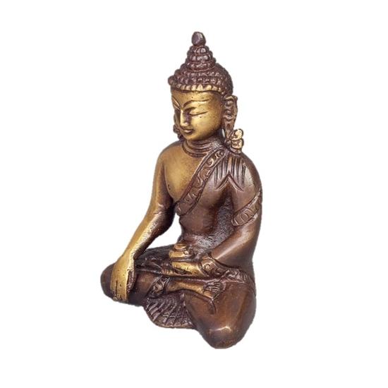 Sitting  Buddha in Meditation Pose Two-Tone Color in Brass