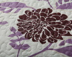 Bohemian Purple Blooms Floral Garden Pink Brown Bedspread Set