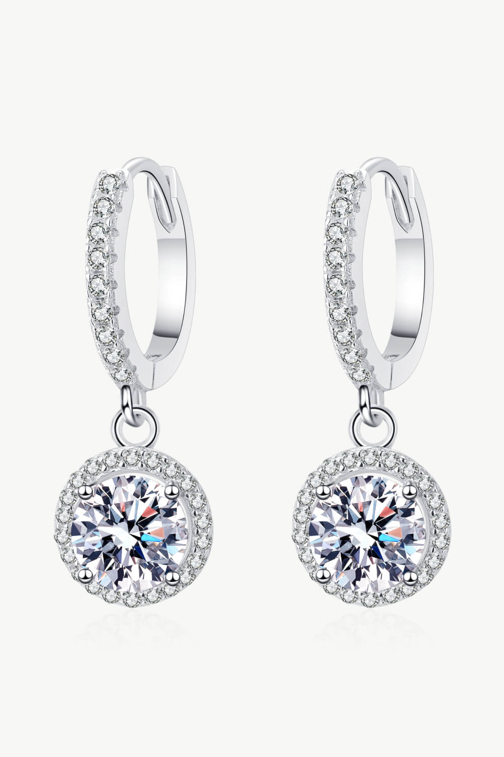 Moissanite 2 Ct Round-Shaped Drop Earrings