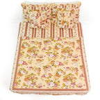 Dusty Roses Garden Floral Patchwork Cotton Quilted Bedspread Set