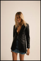 Black Leather Basic Blazer