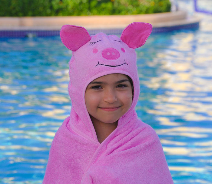 Bamboo Rayon Piggy Hooded Turkish Towel Little Kid