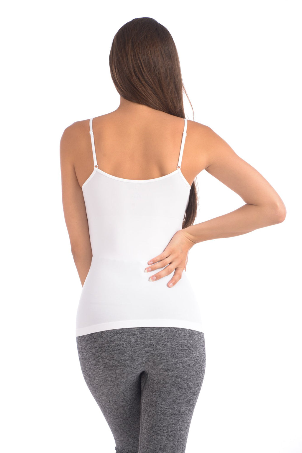 Seamless Slimming Camisole With Lace Trim at Neckline White