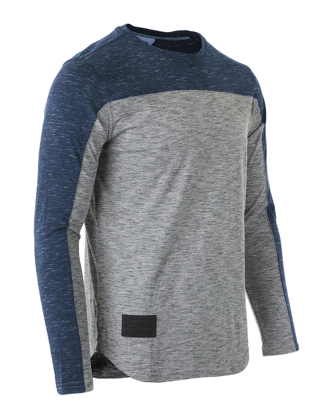 Two-Tone Men's Color Block Long Sleeve Curved Hemline