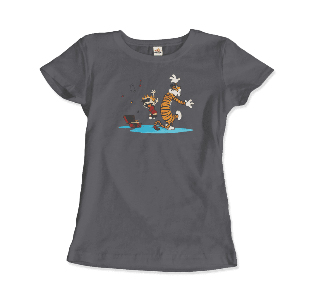 Calvin and Hobbes Dancing With Record Player T-Shirt