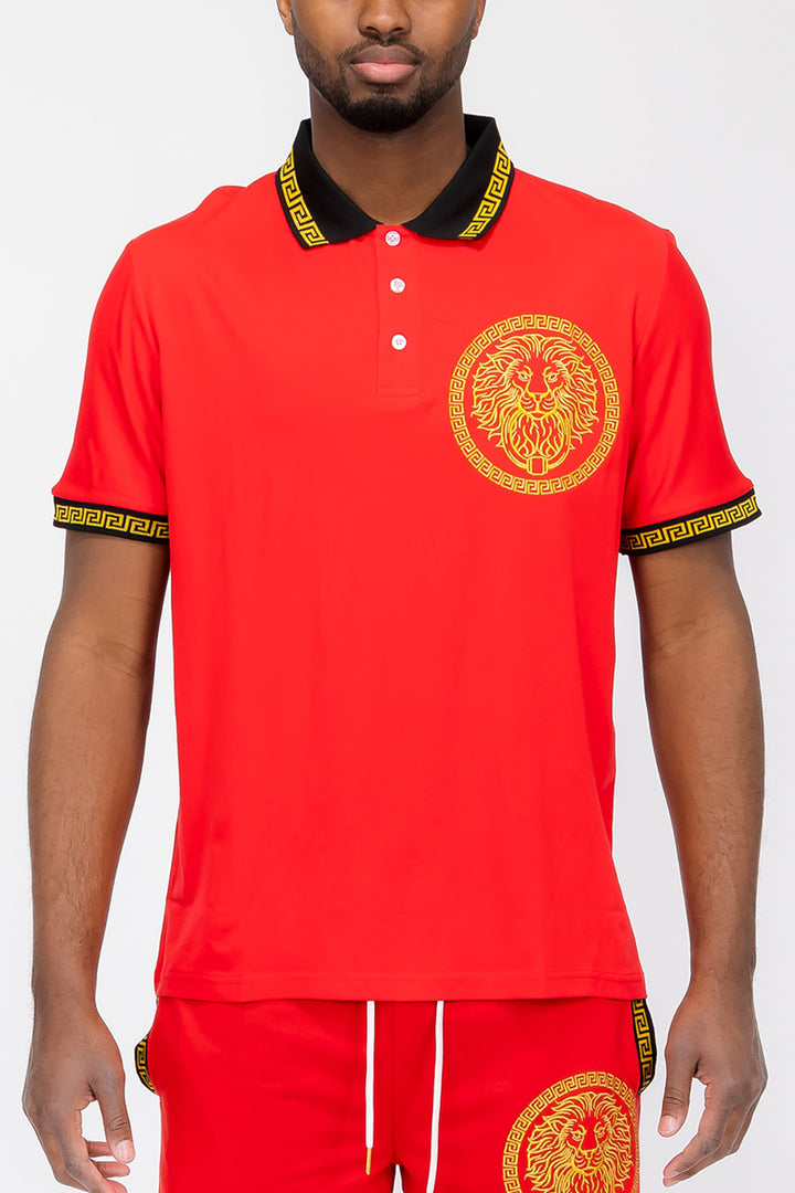 Embroidered Lion Head Polo Shirt